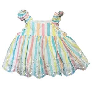 Baby Gap Girls Cotton Striped Eyelet Babydoll Shirt Size 12-18 Months